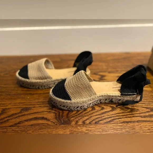 New Free People‎ Collection - Island Time Wrap Espadrilles Size 39 Black and Tan